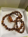 Teething Necklace Baltic Amber Rounded bead Cognac 12 13
