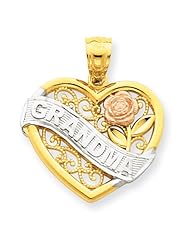 14k Two-tone Gold and Rhodium Grandma Heart Pendant