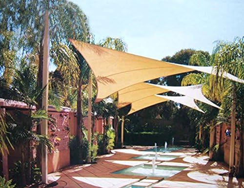 New 13x10' Rectangle Square SAND Sun Sail Shade Patio Garden Canopy Top Cover 95% UV-blocked w/ Free Ropes and Carry Bag