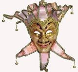 Masquerade Jester Masks with Pink Collars for Men