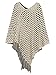 Choies Women's White Cut Out Asymmetric Hem Tassel Detail Knit Pullover Poncho