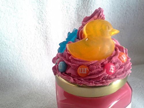 Black Cherry Bomb Scented Soy Container Candle With Decoden Yellow Rubber Ducky Cupcake Jar Topper