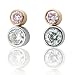 14k White and Rose Gold Pink and White Diamond Bezel Set Earrings (5/8 cttw)
