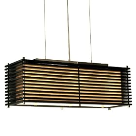 Nova Lighting 10709 Kimura Large Pendant, Dark Brown & Brushed Nickel with Tan Linen Shade