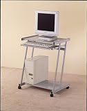 Steel Silver Computer desk / cart on coasters