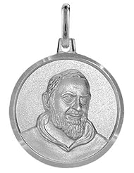 Sterling Silver St. Padre Pio Medal Made in Italy 3/4 inch