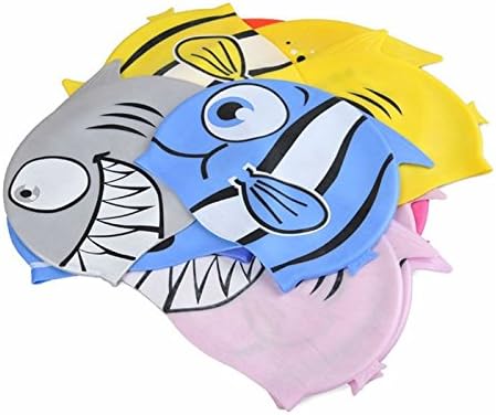 Childen Silicon Swim Swimming Hats Caps In Various Designs New (Silver)
