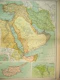 1910 MAP TURKEY ARABIA CYPRUS EGYPT PERSIA RED SEA GULF
