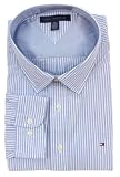 Tommy Hilfiger Men Striped Long Sleeve Logo Shirt (S, White/blue)