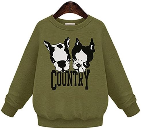 Blrose Cute Cartoon Dog Print Sweatshirt (Green)