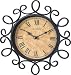 New Haven 1401 12-5/8 by 1-5/8-Inch Hand Forged Curly Wrought Iron Wall Clock, Antiqu...