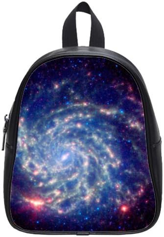 White/Black PU Leather Lightweight Galaxy Space Universe Patterns Kid's Backpacks School Bag (Small)