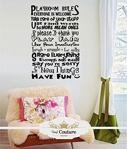 PLAYROOM RULES Vinyl Wall Art vinyl wall lettering words sticky art home decor quotes stickers decals