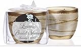 Baby Keepsake: Blue Black Floral Design Personalized Elegant Scented Pottery Votive C (Set of 24)