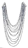 12 Strand Graduated Freshwater Cultured Dark Grey Pearl Necklace - Bib Style - Sterling Silver Clasp