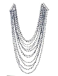 12 Strand Graduated Freshwater Cultured Dark Grey Pearl Necklace - Bib Style - Sterling Silver Clasp