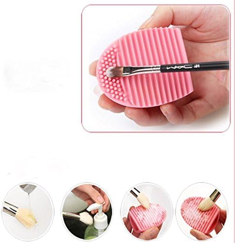 Cleaning MakeUp Washing Brush Silica Glove Scrubber Board Cosmetic Clean Tools (Pink)