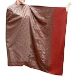 Beautiful Handmade Wool Shawl With Leaf Work & Two Side Design From India (Free Shipping) Shw0072rr
