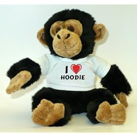 Plush Monkey / Chimpanzee toy with I Love Hoodie T-Shirt