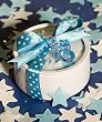 Heart Shaped Bath Confetti Soap in White Tin Wedding Favors - Blue / White Stars, 50
