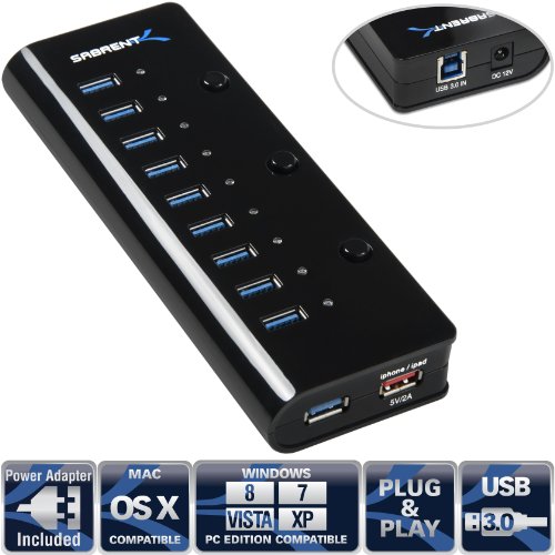 Sabrent High Speed 10 Port USB 3.0 HUB + 5V 2.1A Smart Charging Port