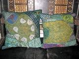 Review mogulinterior.com  / 2 Pc Blue Gujrati Embroidered Sari Toss Pillow Cushion Covers