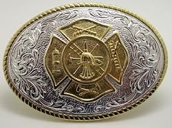 FIREMAN SILVER/GOLD PLATED BELT BUCKLE