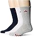 adidas Men's Cushioned Crew Socks (3 Pack), Large, Collegiate Navy/Power Red | White/Collegiate Navy | Heather Grey/Collegiate Navy