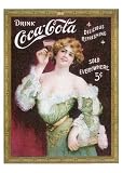 Coca-Cola Lady in Green Dress by Vintage. Art Print Poster 19.75 inches width by 27.5 inches height. Highest Quality Art Poster Print