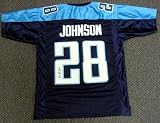 Chris Johnson Autographed/Hand Signed Tennessee Titans Blue Jersey JSA
