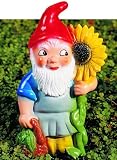 Zwerg mit Sonnenblume, 31 cm, Gartenzwerg, Kunststoff