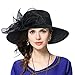 Kentucky Derby Dress Church Cloche Hat Sweet Cute Floral Bucket Hat (Leaf-Black), Medium