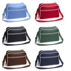Retro Shoulder Bag im Design der Siebziger, Schultertasche Sporttasche aus Nylon mit Paspelierung in f�nf trendigen Farben