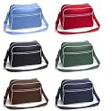 Retro Shoulder Bag im Design der Siebziger, Schultertasche Sporttasche aus Nylon mit Paspelierung in f&uuml;nf trendigen Farben