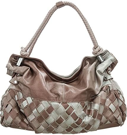 Silver-Mauve Large ''Woven Accents'' Hobo Handbags