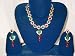 Beaded Green and Red Zircons Necklace Jewelry Set in Indian Style