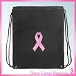 Pink Ribbon Drawstring Bag Cinch Breast Cancer Awareness Draw String Back Pack - For Boys Girls Students or Adults