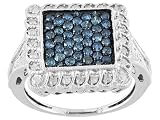 10KT WG 1.00CTW WHITE AND IRRADIATED BLUE DIAMOND RING