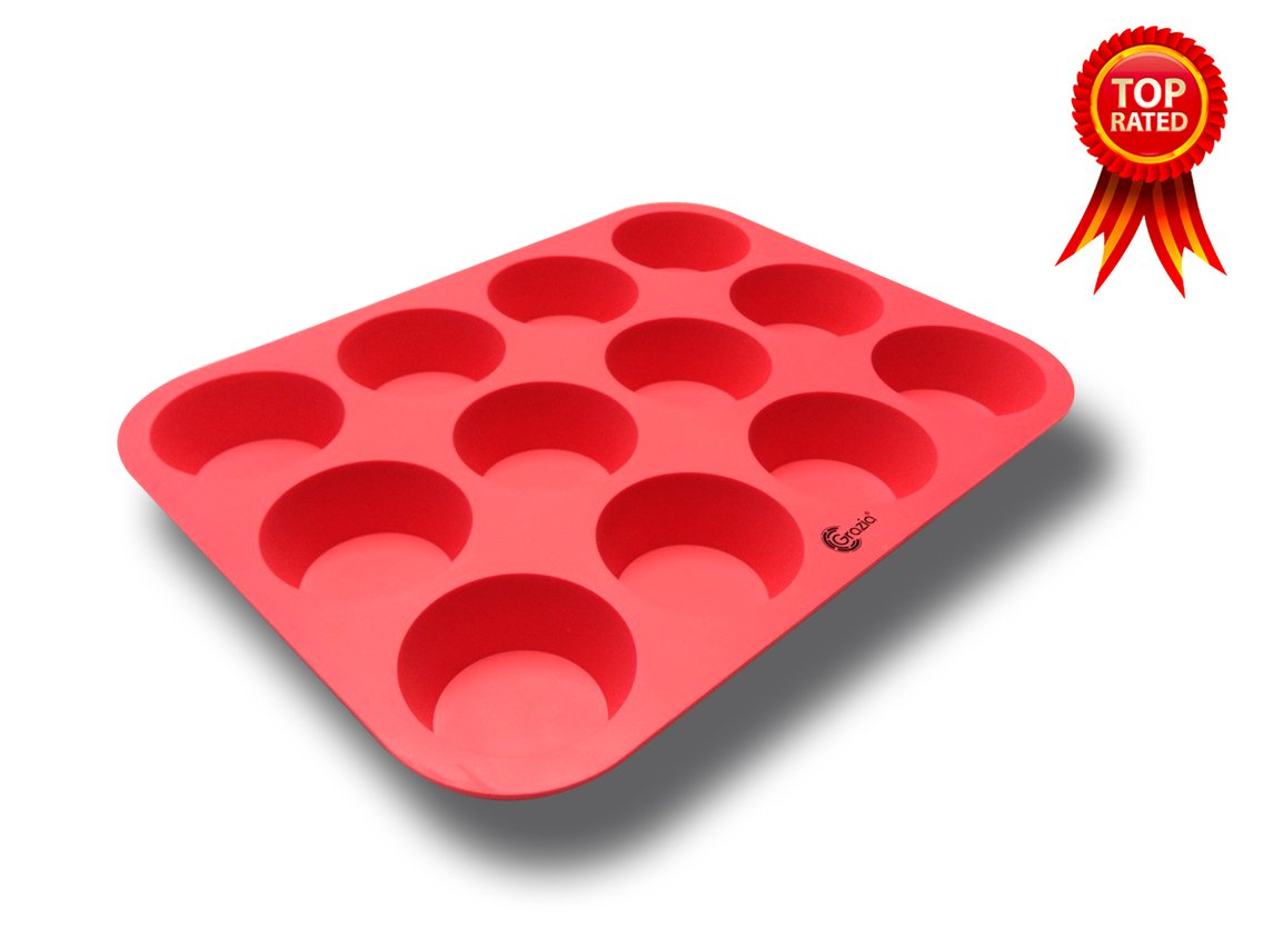 Silicone Muffin Tins. Keliwa 12 Cup Silicone Muffin Cupcake Baking
