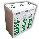 3-in-1 Recycle Bin Set - Glass/Plastic/Cans - Large 36.5 Gallon Capacity Ea 3-in-1 Recycle Bin Set - Glass/Plastic/Cans - Large 36.5 Gallon Capacity Ea