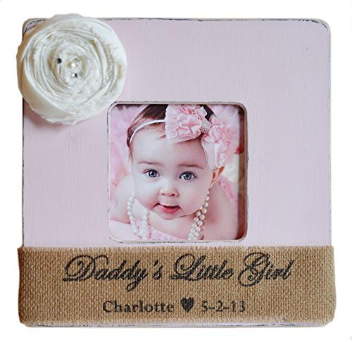 Personalized Baby Picture Frame "Daddy's Little Girl" with Baby Name/Date of Birth - Choose Size, Color & Embellishment
