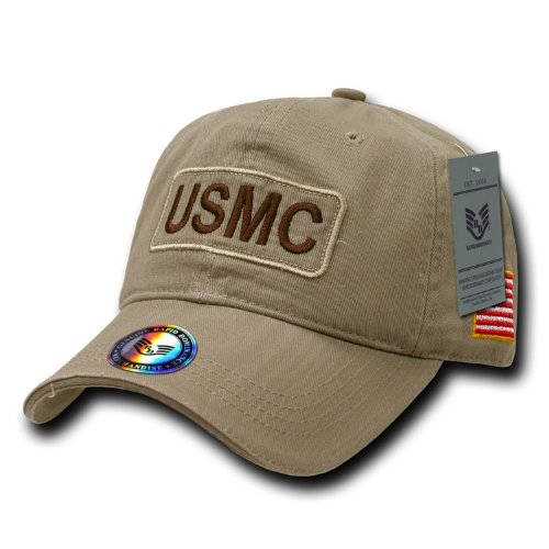 Decky US Marines Tan USMC Dual Flag Polo Style Baseball Cap