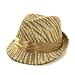 Light Brown Zebra Print Ribon Band Fedora Straw Hat