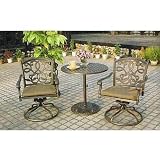 Darlee Santa Monica Pedestal Outdoor Patio Dining Set - Cast Aluminum With Cushions - 30 Inch Round - Antique Bronze