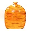 Handmade Ceramic Spun-Bamboo-Style Flower Vase Table Sculpture In High Gloss Orange