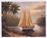 Setting Sail II by Enrique Bolo. CANVAS WITH BRUSHSTROKES with 1 1/2 inch bars. 28.28 inches width by 22.25 inches height. Highest Quality Art Poster Print