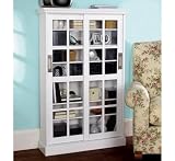  : White Sliding-Door Media Cabinet