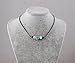 Handmade 9-10mm Freshwater Pearl Turquoise Choker Necklace on Genuine Leather Cord 16