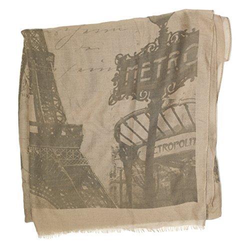Bucasi Paris Eiffel Tower Scarf with Fringe