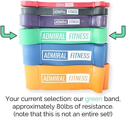 Resistance, Pull-up, and Stretching Bands by Admiral Fitness (Green, 80lbs of Resistance)